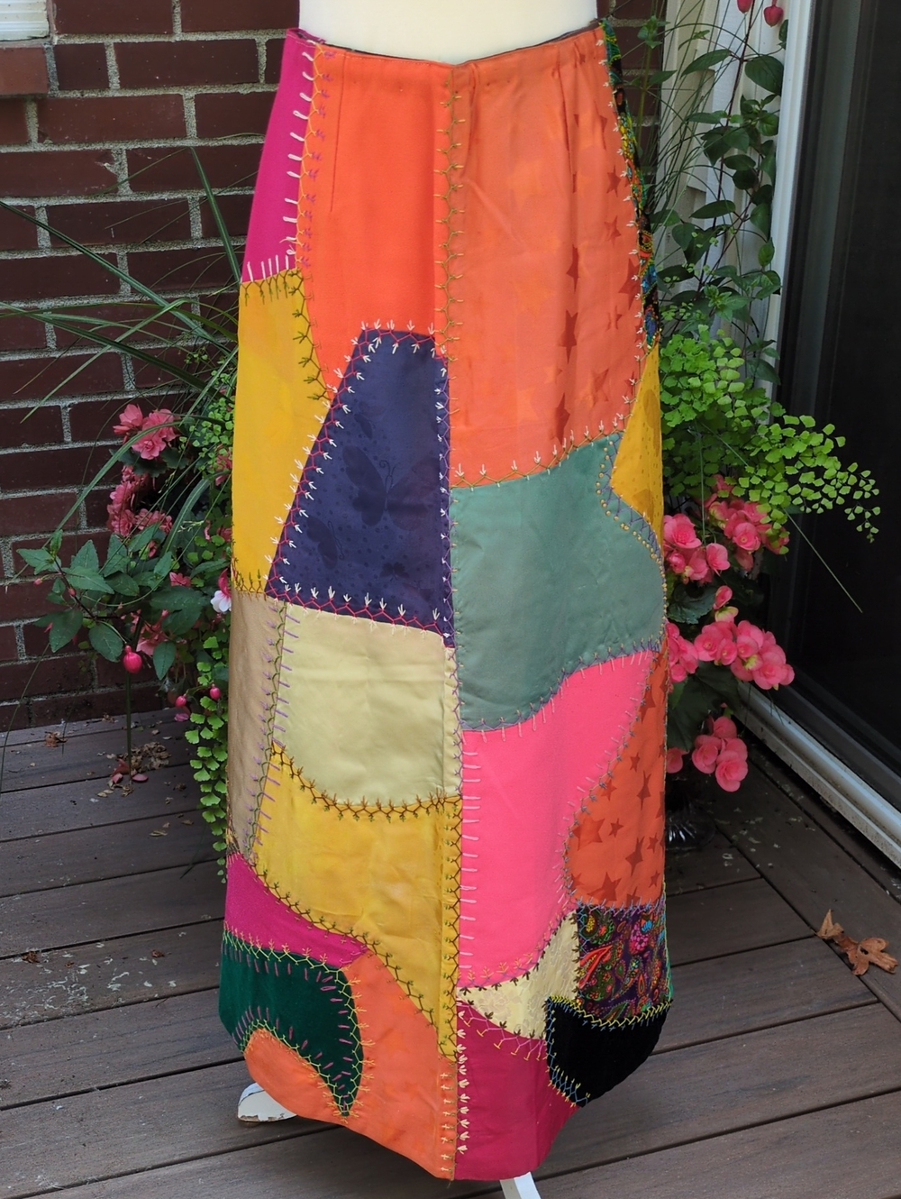 OOAK Festival Boho Vintage Crazy Quilt Patchwork Skirt XS - Picture 2 of 14